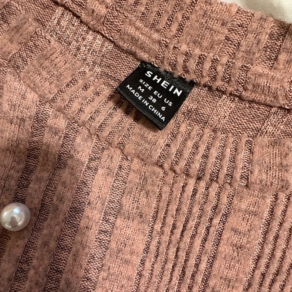 SHEIN Dusty Pink Ribbed Knit Top